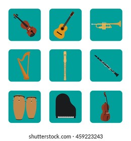 Musical instruments set for use in advertising, presentations, brochures, documents and forms, etc.