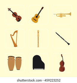 Musical instruments set for use in advertising, presentations, brochures, documents and forms, etc.