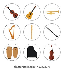 Musical instruments set for use in advertising, presentations, brochures, documents and forms, etc.