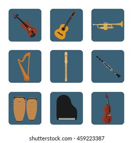 Musical instruments set for use in advertising, presentations, brochures, documents and forms, etc.