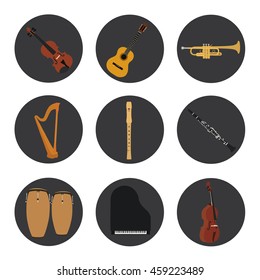Musical instruments set for use in advertising, presentations, brochures, documents and forms, etc.
