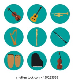 Musical instruments set for use in advertising, presentations, brochures, documents and forms, etc.