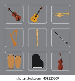 Musical instruments set for use in advertising, presentations, brochures, documents and forms, etc.