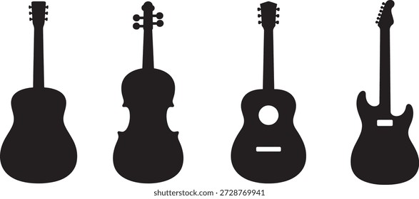 Musical Instruments Silhouette Icons Vector