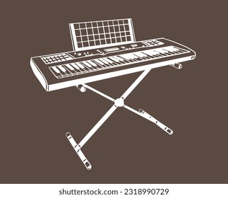 musical instruments of sketch. Vector graphic arts sketch of drawing violin (black pen). Vector hand drawn illustration of classical acoustic violin with bow in vintage engraved style.