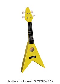 Instrumentos musicais. Guitarra pequena isolada no fundo branco. Ilustração em 3d vetorial