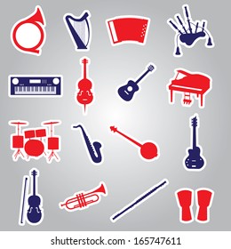 musical instruments stickers eps10