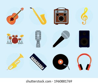 musical instruments and symbols set