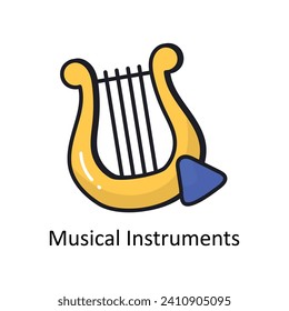 Musical instruments vector filled outline doodle Design illustration. Symbol on White background EPS 10 File