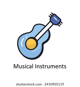Musical instruments vector filled outline doodle Design illustration. Symbol on White background EPS 10 File