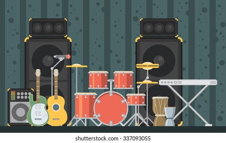 Musical instruments. Vector flat illustration