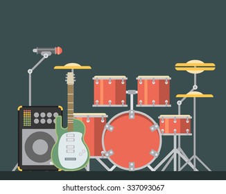 Musical instruments. Vector flat illustration