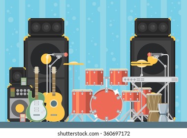 Musical instruments. Vector flat illustration