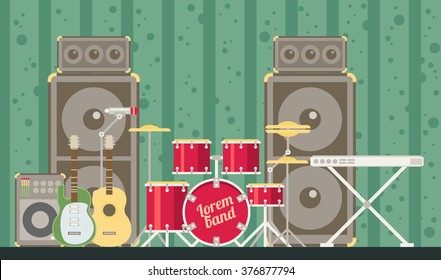 Musical instruments. Vector flat illustration
