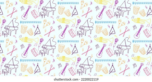 Musical Instruments Vector Hand Drawn Pattern