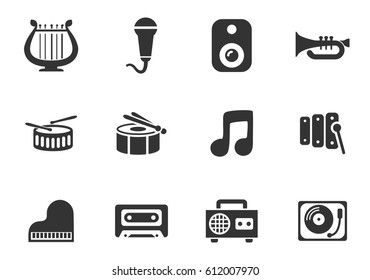 Musical instruments vector icons for user interface design