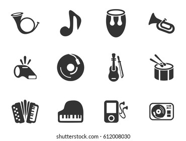 Musical instruments vector icons for user interface design