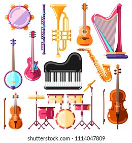 Musical instruments vector illustration. Colorful isolated icons and design elements set.