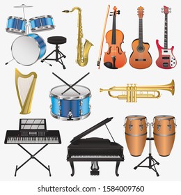 musical instruments vector illustration designs