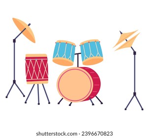 Musical instruments vector illustration. Dive into musical instruments concept, where harmony and rhythm intertwine The concert hall resonates with rhythmic symphony classical melodies. Drums