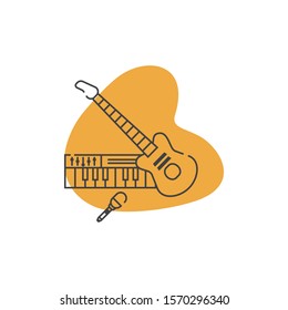 musical instruments, vector illustrations flat icons and elements set