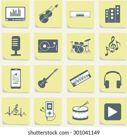 musical instruments, vector illustrations flat icons and elements set