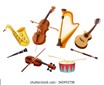 Musical instruments. Vector isolated objects