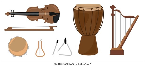 Musical instruments vector. Music instrument hand drawing vector illustration