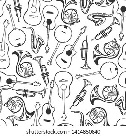 Musical; instruments. Vector seamless  pattern 