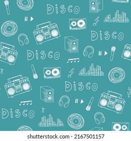 Musical instruments vector seamless pattern