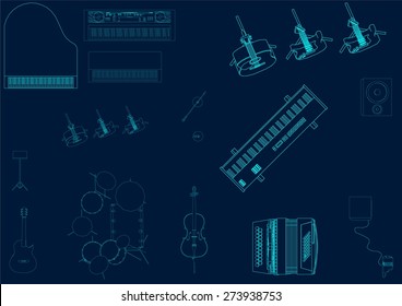 Musical instruments vector set