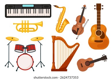 Musical Instruments  Vector Set - different music equipment.
