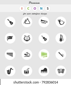 musical instruments web icons for user interface design