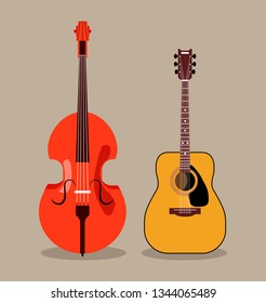 Musical instruments.Cello and guitar. 
