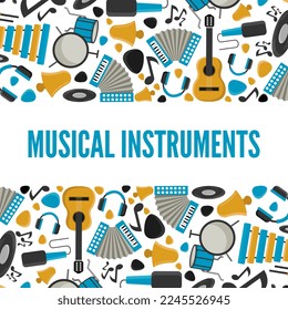 musical instuments horizontal template.vector template with musical items.vector simple flat illustration