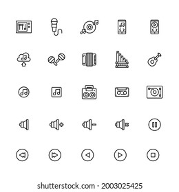 Musical intrument icon set in lineal style, eps 10