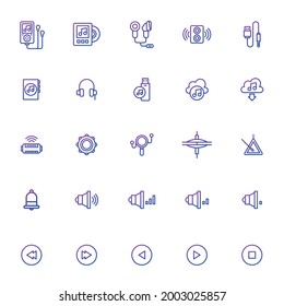 Musical intrument icon set in lineal and gradient color, eps 10