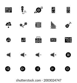 Musical intrument icon set in solid style, eps 10