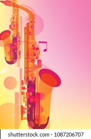 musical jazz vector background with saxophone