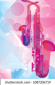 musical jazz vector background with saxophone