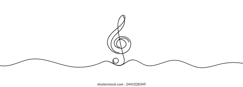 The musical key is drawn as one continuous line. Vector illustration