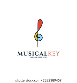 Musical Key Icon Vector Logo Template Illustration Design