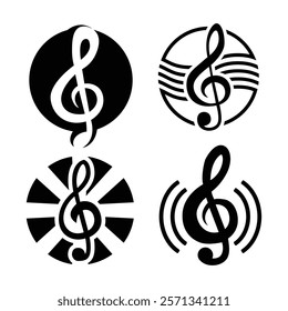 Musical Key Notes Logo Vector Illustration