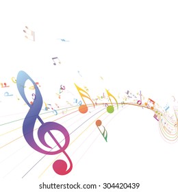Musical Key with notes row. Illustration with transparency.