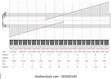 Musical Keyboard By Octaves Melodystave Notation Stock Vector (Royalty ...