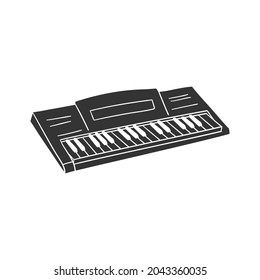Musical Keyboard Icon Silhouette Illustration. Music Tools Vector Graphic Pictogram Symbol Clip Art. Doodle Sketch Black Sign.