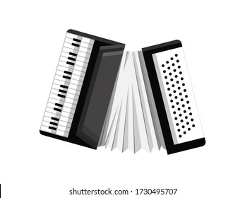 Musical Keyboard instrument. Isolated image of a accordion. Vector illustration - musician equipment. Tool for music lover