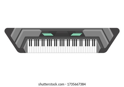 Musical Keyboard instrument. Isolated image of a keyboard. Vector illustration - musician equipment. Tool for music lover