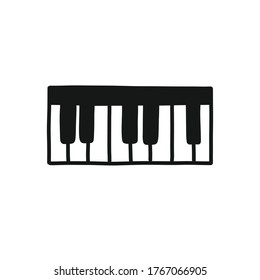 musical keyboard synthesizer doodle icon, vector illustration