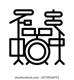 Musical line icon. drum instrument icons, can be used for websites, UI and mobile app. Vector Illustration.